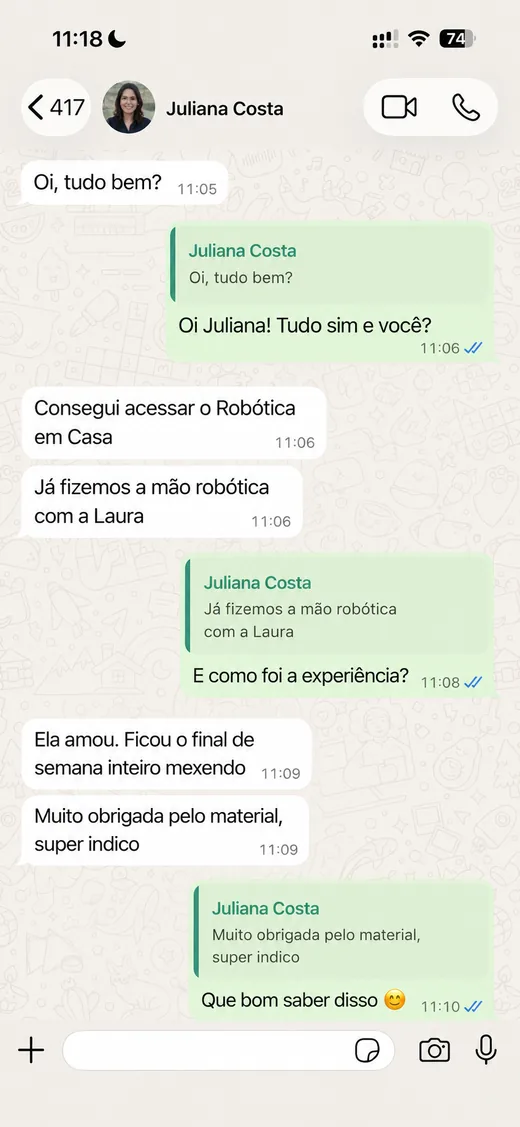 Print de conversa no WhatsApp - Feedback 2