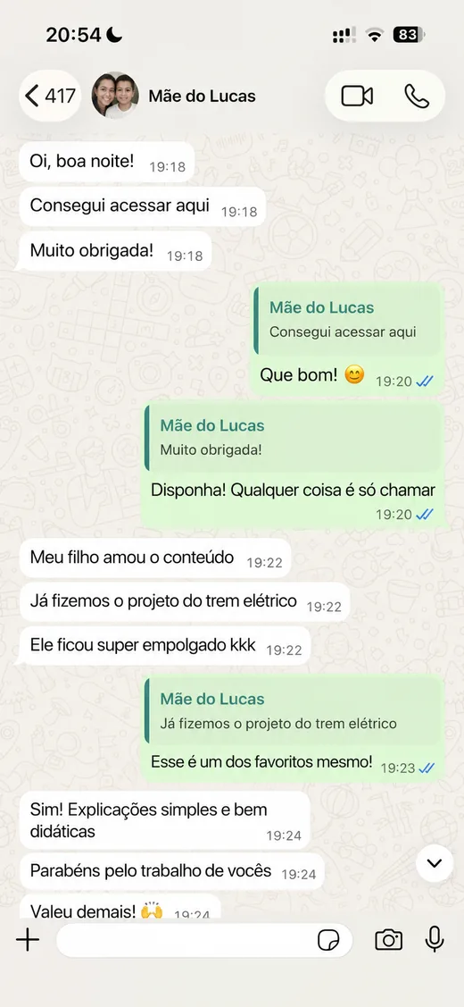 Print de conversa no WhatsApp - Feedback 1