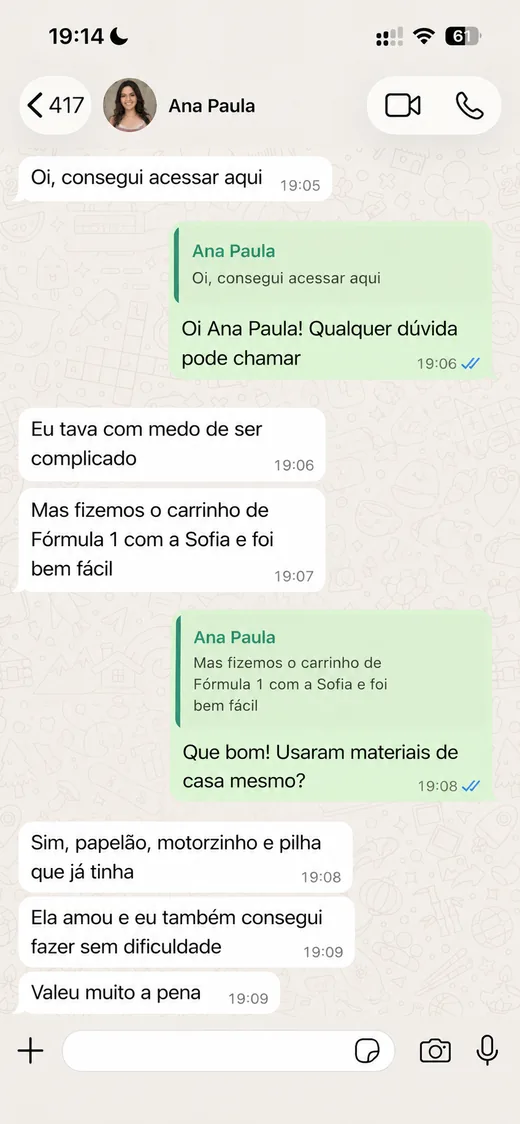 Print de conversa no WhatsApp - Feedback 3